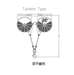 KAB-T200并連氣動平衡器尺寸圖